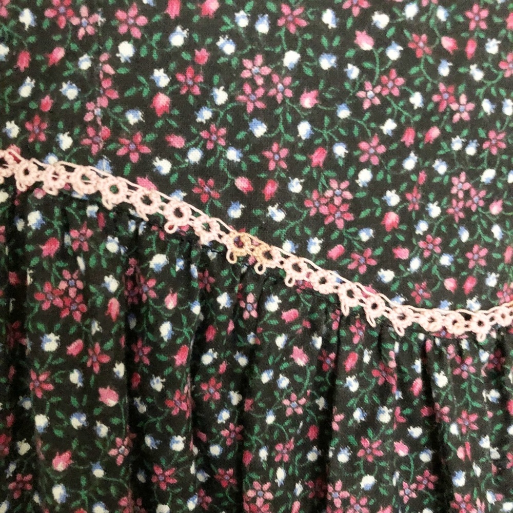 Handmade Prairie Long Dress Amish Mennonite Calico Print L/S Modest w Bonnet - Picture 4 of 11